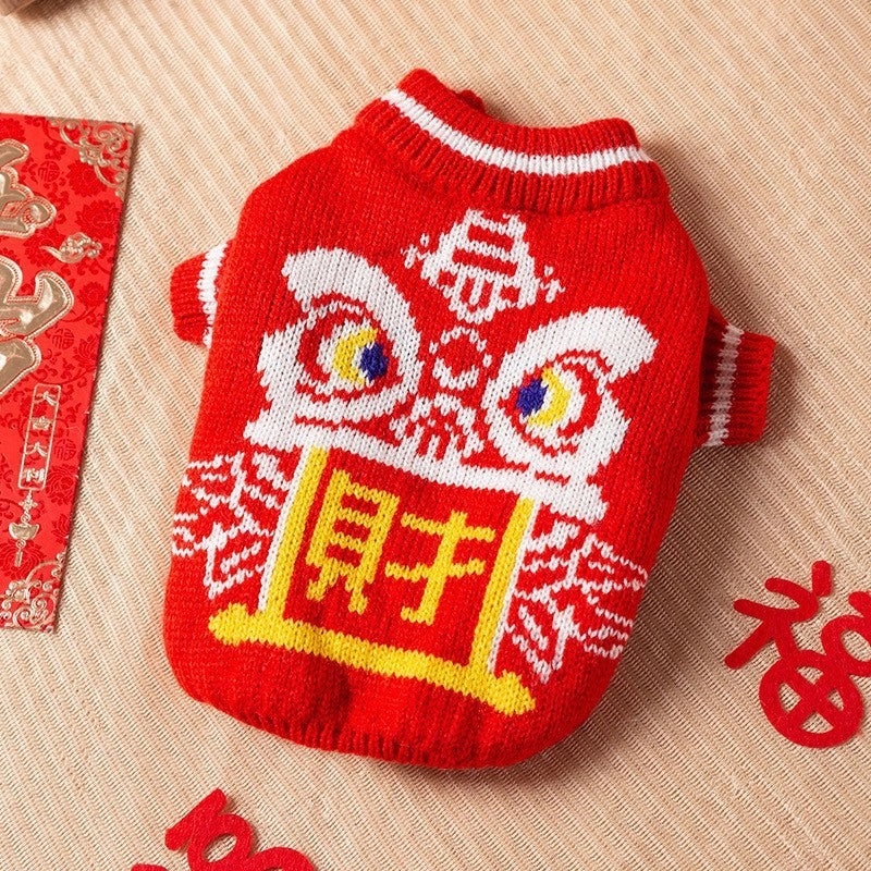 Cozy Christmas Color Block Pet Sweater with Soft Core Spun Yarn|Pet Clothing