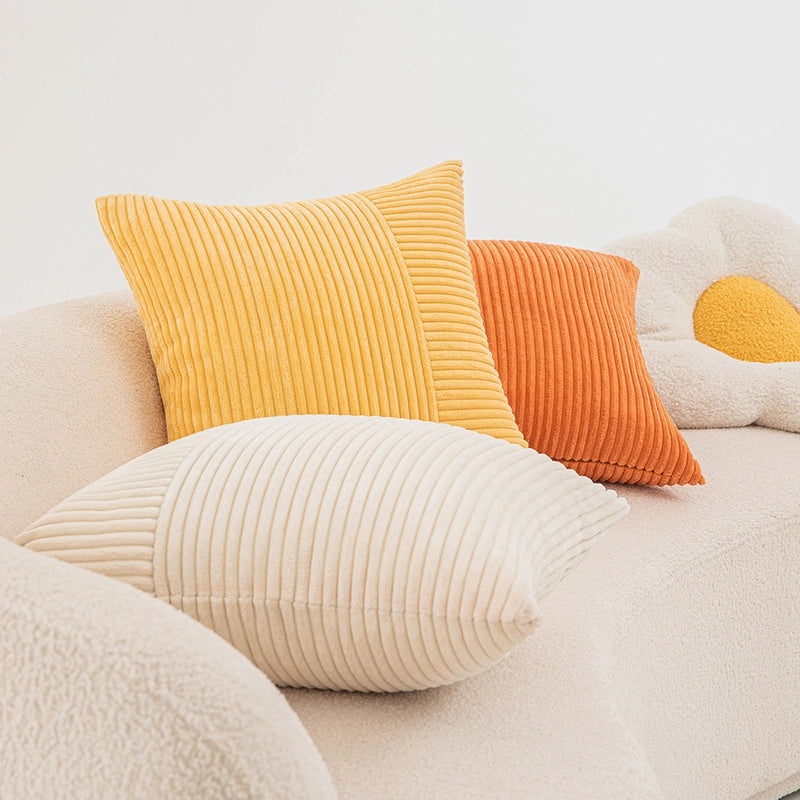 Corduroy Stitched Pillowcase Solid Color Modern Waist Cushion Cover for Living Room Sofa|Home Decor Cushions