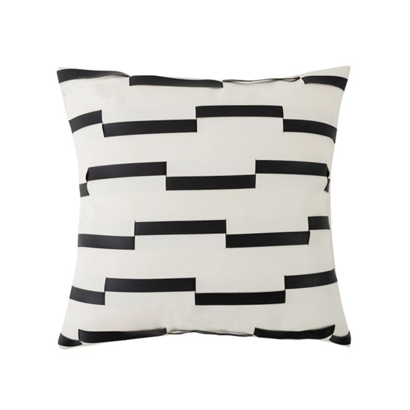 Geometric Pattern Solid Color PU Leather Pillow Covers for Couch Sofa Decor|Home Decor & Cushion Covers