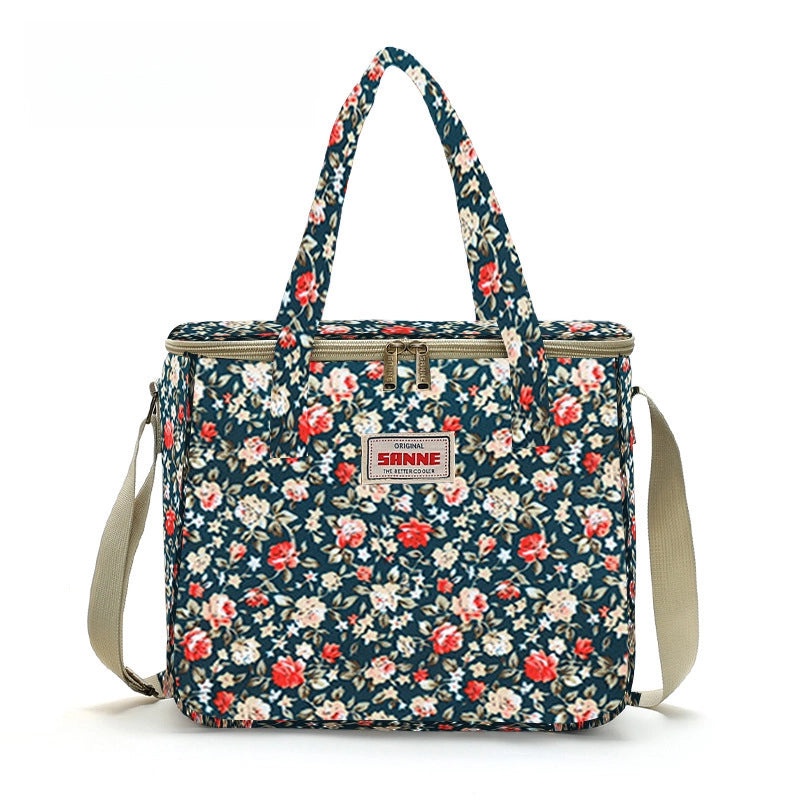 Sanneng Floral Insulated Lunch Bag Large Capacity Portable Aluminum Foil Cooler Bag for Students Outdoor Picnic|Lunch Bags & Coolers