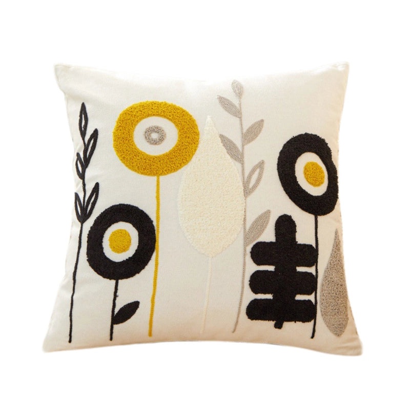 Embroidered Cotton Floral Cushion Cover Soft Decorative Pillow Case for Sofa Bedside Home Decor|Home Decor & Pillows