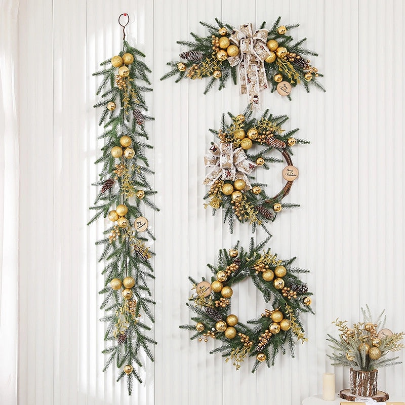 2022 New Christmas Golden Rattan Garland Door and Wall Hanging Decoration Fast Delivery|Home Decor & Holiday Decorations
