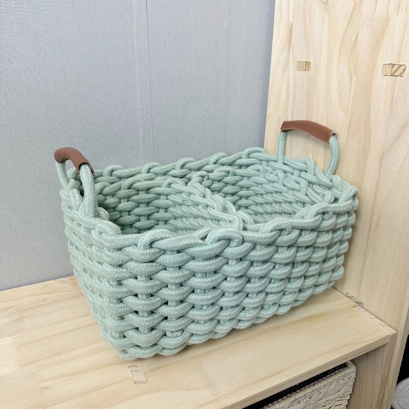 Cotton Rope Woven Storage Basket with Handle for Cosmetics and Desktop Organization | Home Storage & Organization