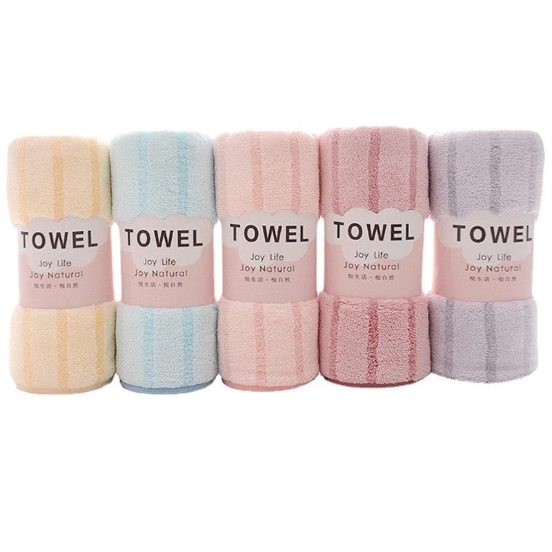 Coral Velvet Thick Absorbent Striped Face Towel Set | Home & Bath Towels