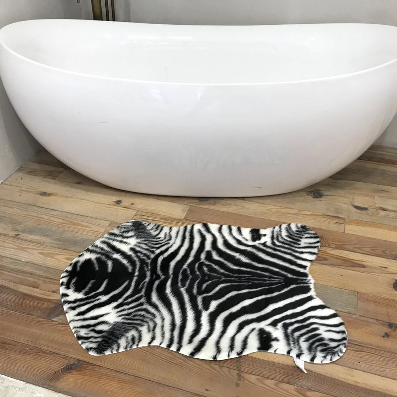 Fish-Shaped Zebra Print Floor Mat for Bay Window Living Room Balcony Animal Pattern Carpet|Home Decor & Rugs