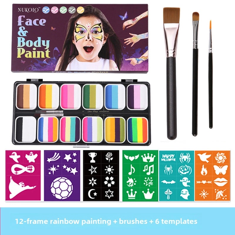 12-Color Face Paint Set for Kids Water-Soluble Safe Halloween Body Makeup|Children's Face Paint & Body Art