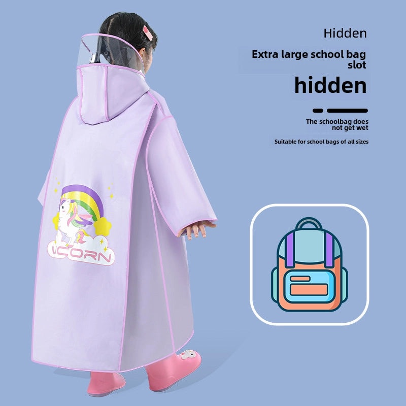Kids EVA Raincoat with Backpack Slot Cartoon School Poncho for Boys and Girls Full Body Waterproof Outerwear|Children's Raincoats
