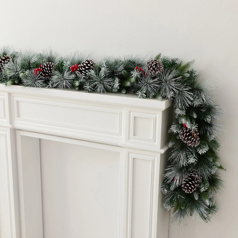 Christmas Rattan Decoration with Pine Cones and Red Berries | Holiday Home Decor