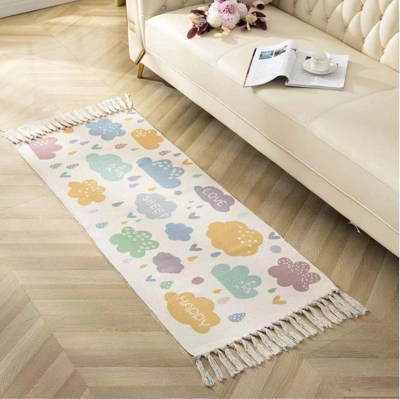 Ethnic Geometric Letter Flower Cotton Bath Mat|Home Decor & Bath Accessories