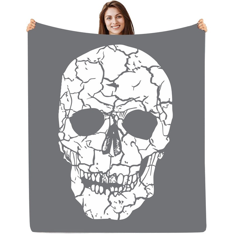 Halloween Floral Bat Skull Polyester Throw Blanket for Couch & Sofa | Home Decor