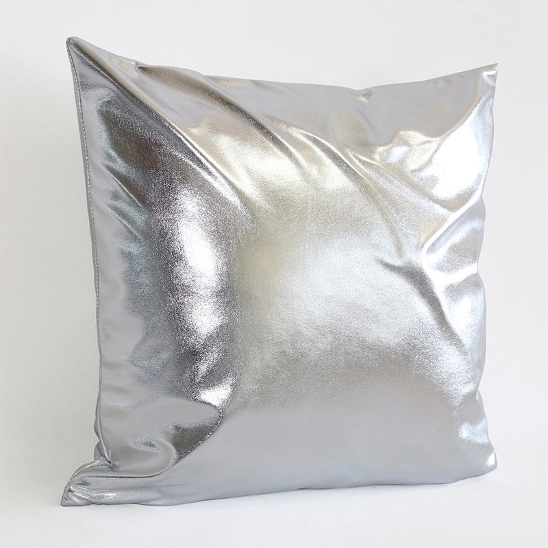 Elegant Solid Color PU Leather Spandex Bronze Pillow Covers for Couch Sofa Decor | Home Decor