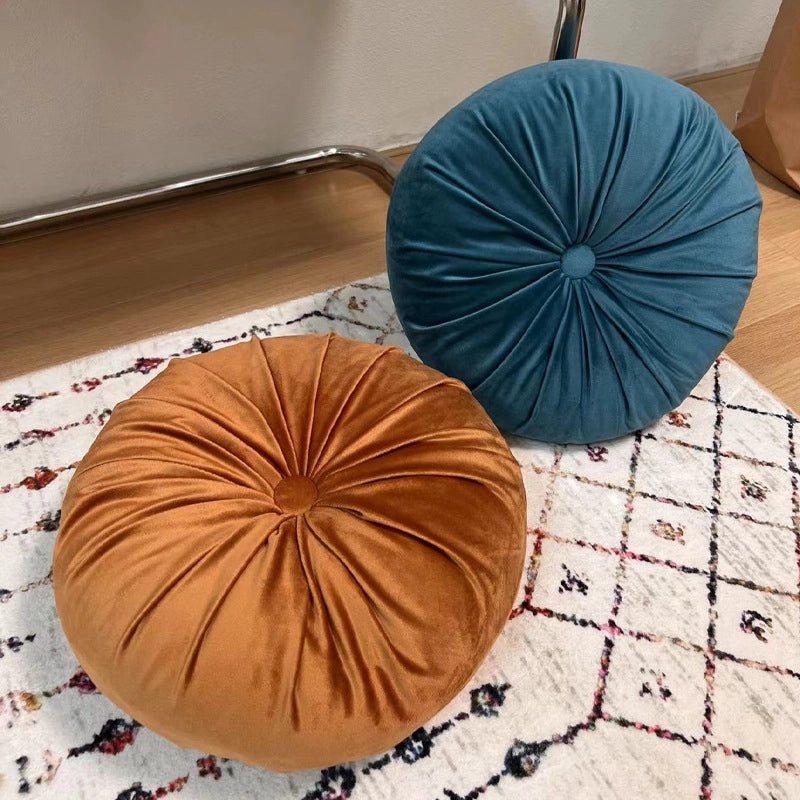 Round Pumpkin Plush Pillow Soft Solid Color Flannel Cushion for Living Room Sofa|Home Decor Cushions