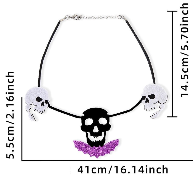 Halloween Spider Bat Skull Necklace Felt Pendant Funny Cool Party Accessory|Jewelry & Accessories