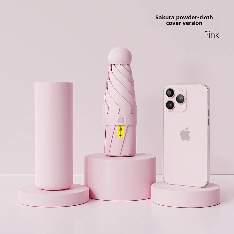 60% Foldable Sun Umbrella Women’s UV Protection Compact Portable Sunscreen Rainproof Dual-Use Mini Card Pocket|Umbrellas & Sun Protection