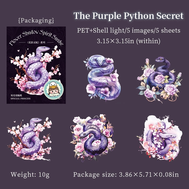 Floral Snake Pattern Vintage Style PET Stickers Set|Home & Garden Accessories