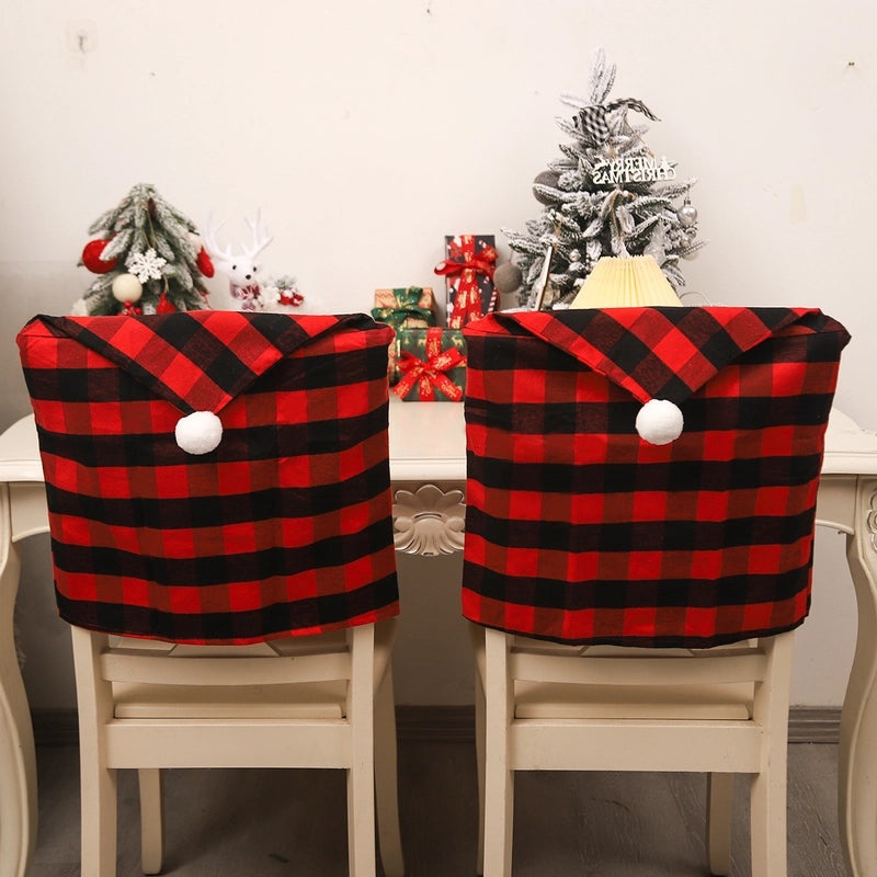 Nordic Christmas Plaid Chair Cover for Holiday Party | Home Decor & Party Supplies