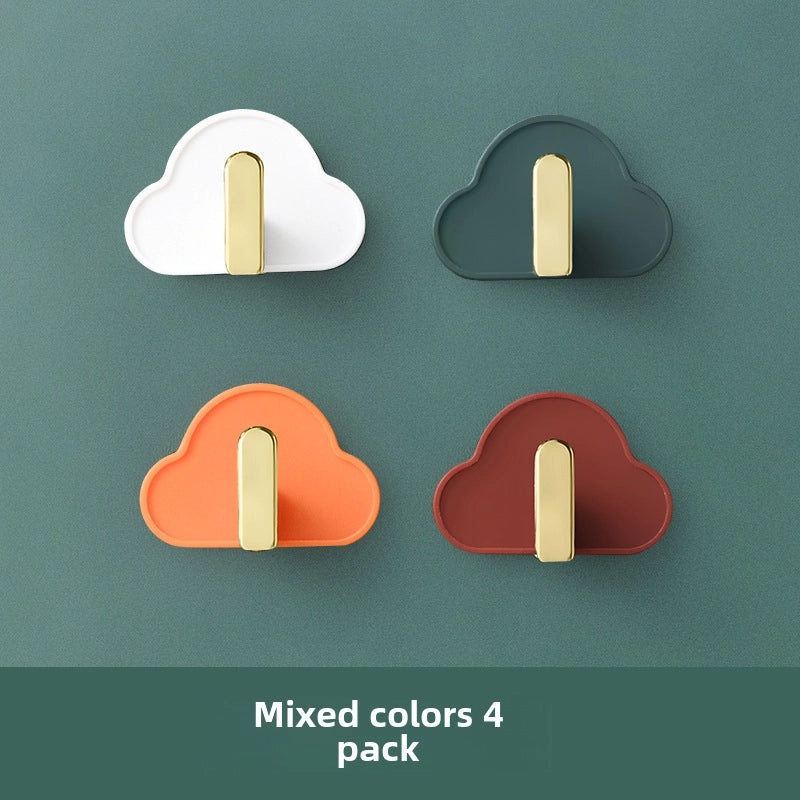 Cloud-shaped L-hook Seamless Non-perforated Wall Hook for Kitchen Bathroom Keys Bags|Home Storage & Organization