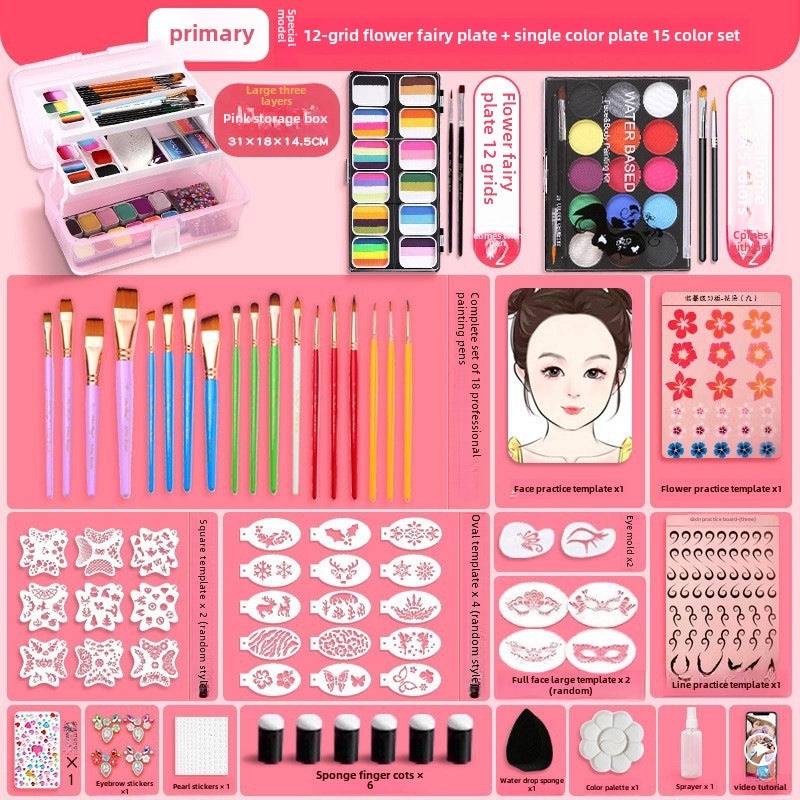 12-Color Face Paint Set for Kids Water-Soluble Safe Halloween Body Makeup|Children's Face Paint & Body Art