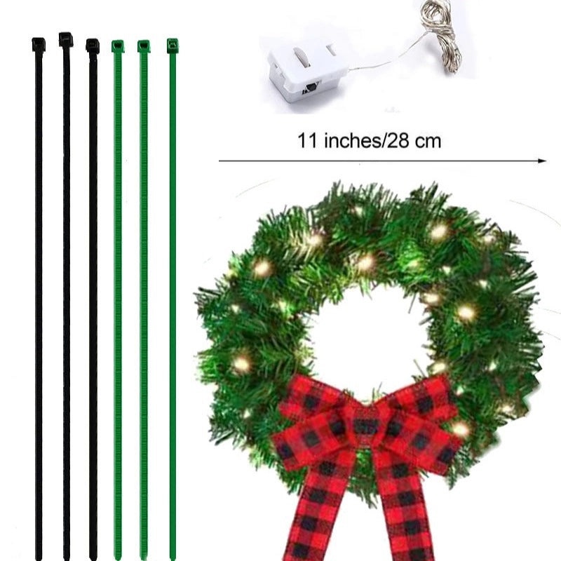 Christmas Car Wreath with Lights 28cm PVC Holiday Decoration Pendant|Car Accessories