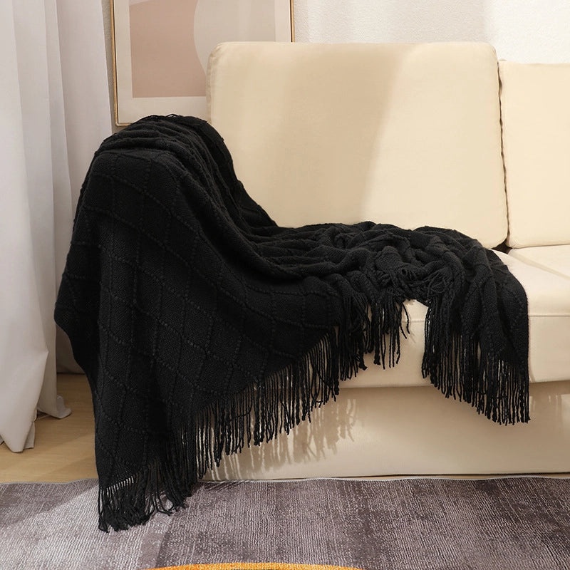 Cozy Solid Color Acrylic Fiber Blanket for Home | Bedding & Blankets