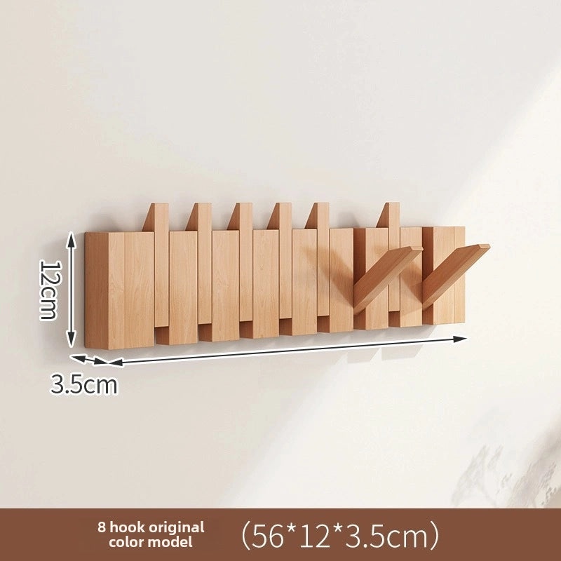Solid Wood Piano Key Hook Punch-Free Wall Mounted Japanese Style Clothes Hanger for Entrance Door|Home Organization & Storage
