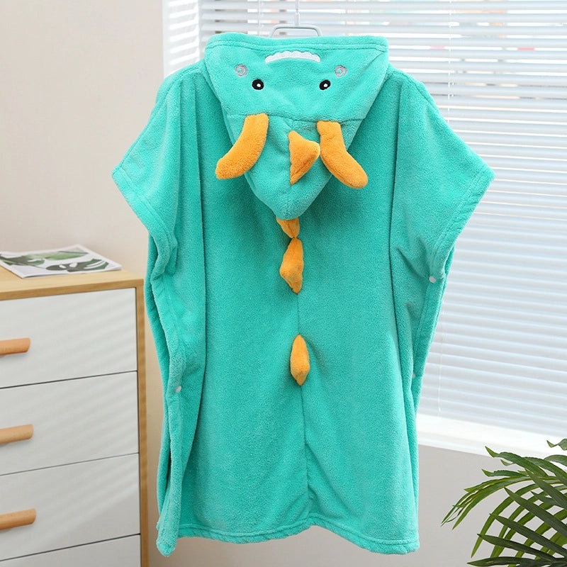 Kids Hooded Dinosaur Bath Towel Soft Absorbent Baby Bathrobe Cute Wearable Cape|Baby & Kids Bath Accessories
