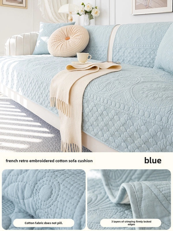 Japanese Korean Style Cream Cotton Sofa Cushion Four Seasons Non-Slip Universal Sofa Cover|Home Decor