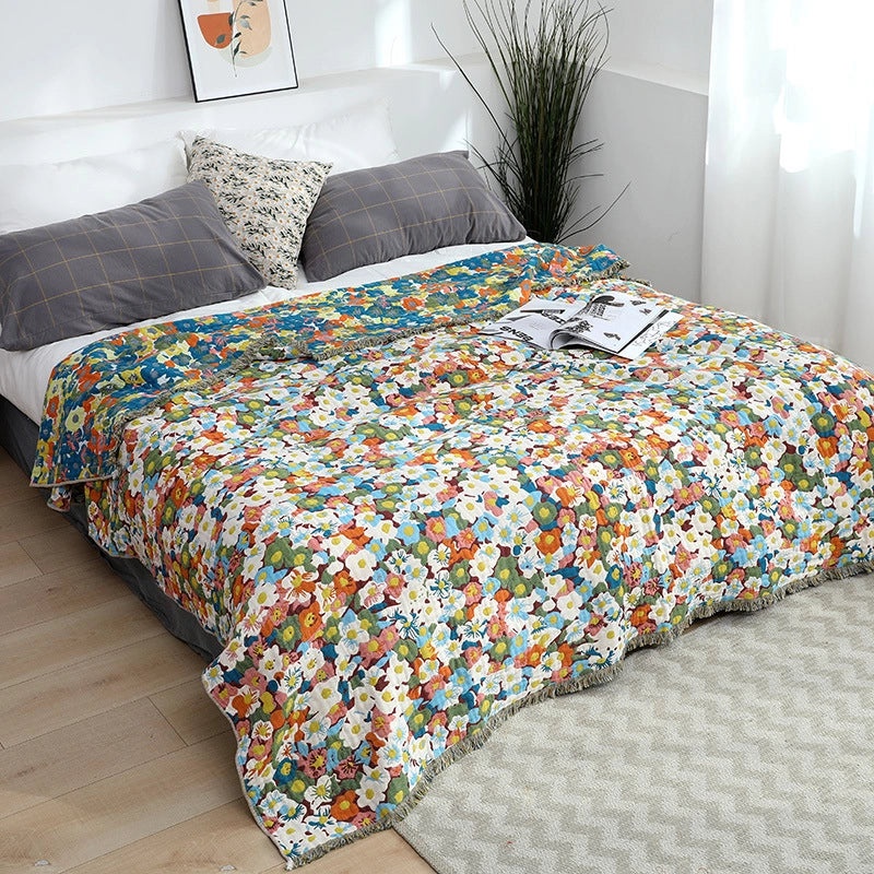 Summer Lightweight Cotton Gauze Quilt Breathable Towel Blanket for Adults|Home Textiles Bedding