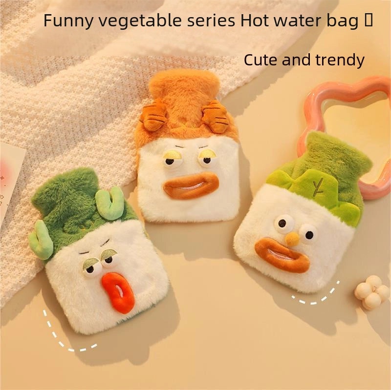 Plush Vegetable Hot Water Bottle Thickened Explosion-proof Soft Warm Belly Warmer for Baby Winter Use|Home & Living > Heating & Warmers