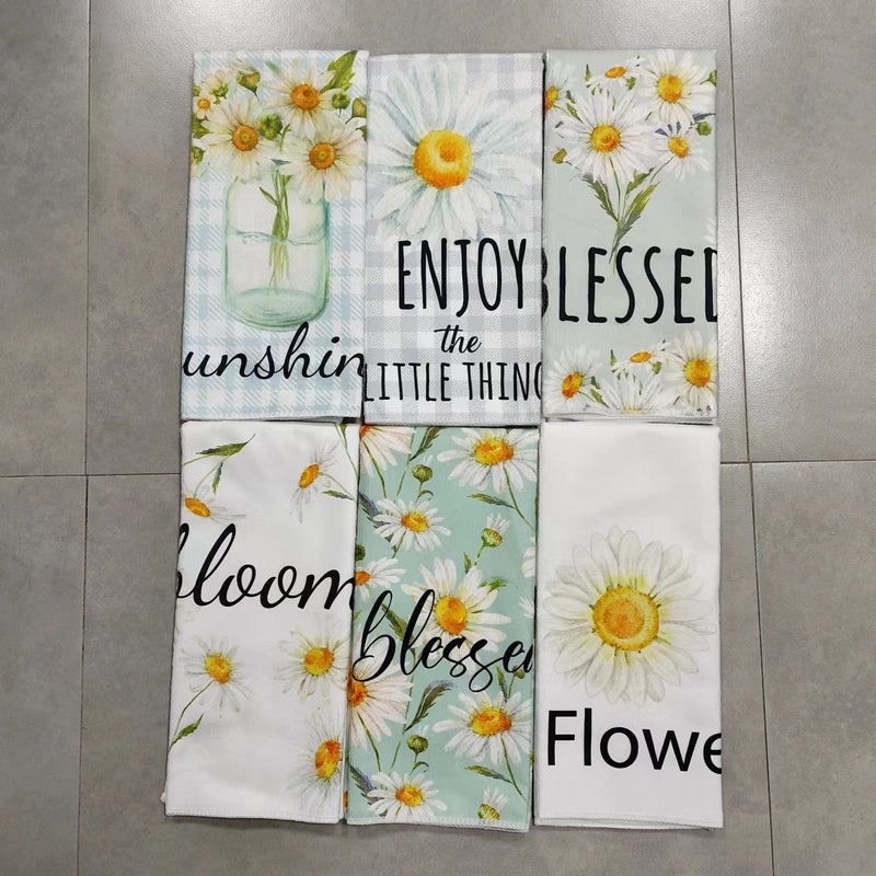 Cute Sunflower Heart Shape Daisy Cotton Polyester Towels for Casual Use | Home & Living - Bath Towels