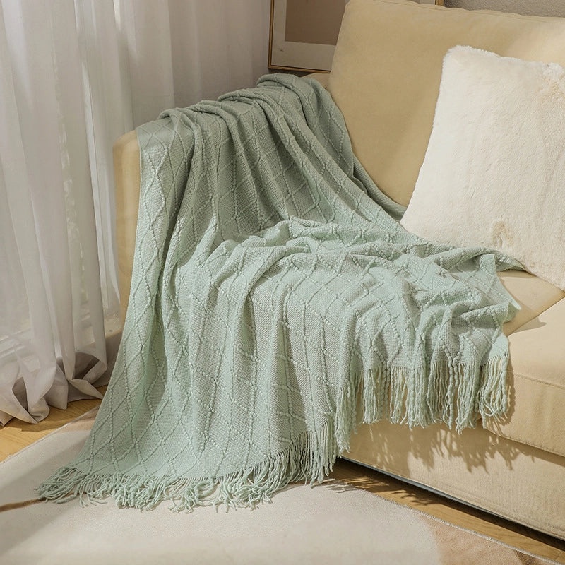 Cozy Solid Color Acrylic Fiber Blanket for Home | Bedding & Blankets