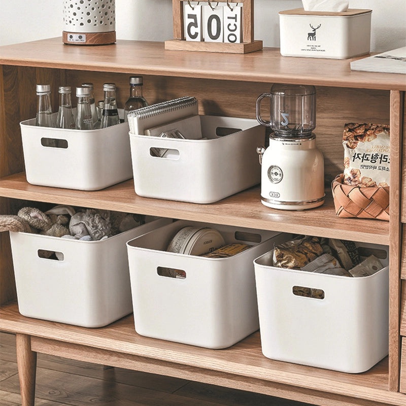 Durable Solid Color Plastic Organizer Box for Home and Office Storage|Storage & Organization