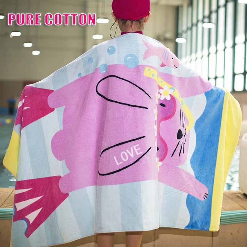 Cartoon Printed Thickened Pure Cotton Large Bath Towel for Adults and Kids | Bath Towels & Beach Towels