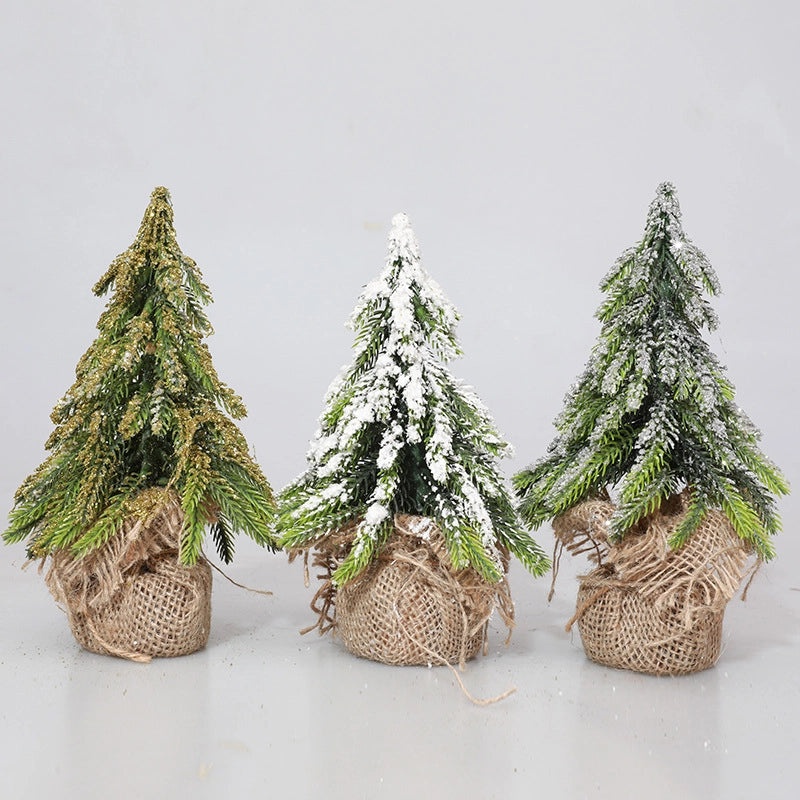 Mini Flocked Christmas Tree Desktop Decor Small Holiday Scene Prop|Home Decor & Seasonal Decorations