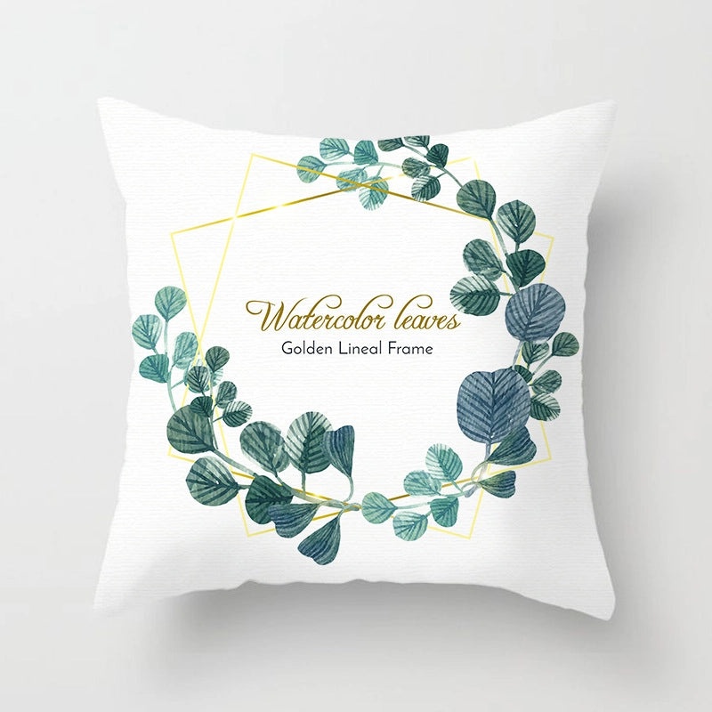Modern Pastoral Letter and Plant Linen Pillow Covers for Couch and Sofa Decor | Home Decor & Pillows