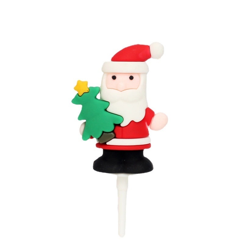 Christmas Cake Decoration Set Soft Glue Plug-in Christmas Tree Santa Snowman Reindeer Holiday Decor|Christmas Cake Decorations