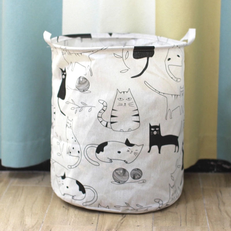 Minimalist Animal Letter Plaid Cotton Linen Storage Basket Organizer|Home Storage & Organization