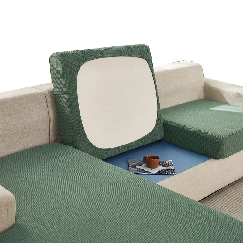 Solid Color Jacquard Knitted Elastic Sofa Cushion Cover Full Protection|Home Decor & Sofa Accessories