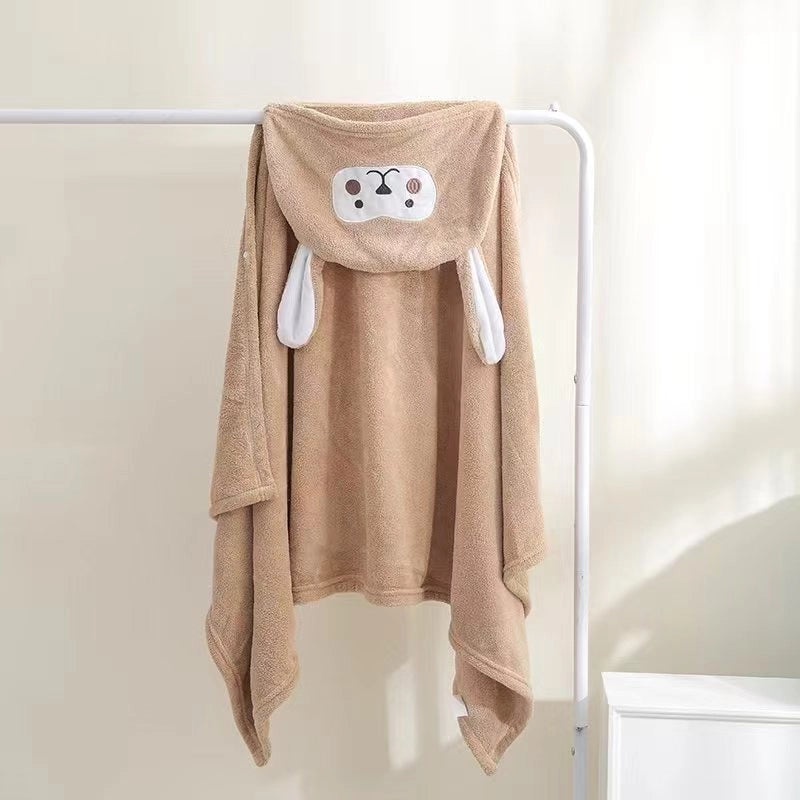 Kids Hooded Coral Fleece Bathrobe Soft Wearable Bath Towel Cartoon Swim Cloak New Arrival|Baby Bathrobes & Towels