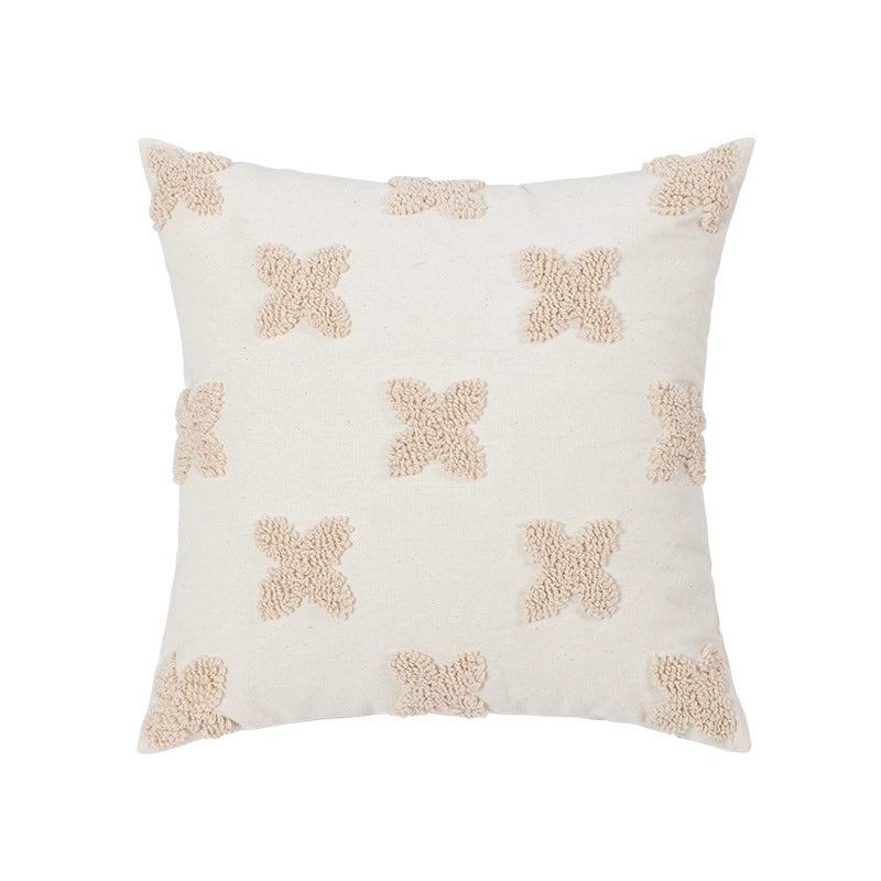Light Luxury Embroidered Daisy Floral Pillow Case Detachable Washable Square Cushion for Home and Bay Window|Home Decor Pillows
