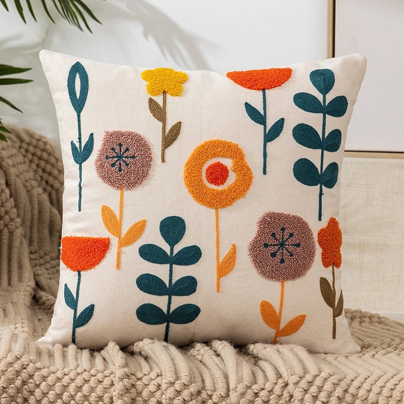 Nordic Embroidered Cotton Sofa Cushion Simple Living Room Backrest Pillow Factory Direct Sales|Home Decor Cushions