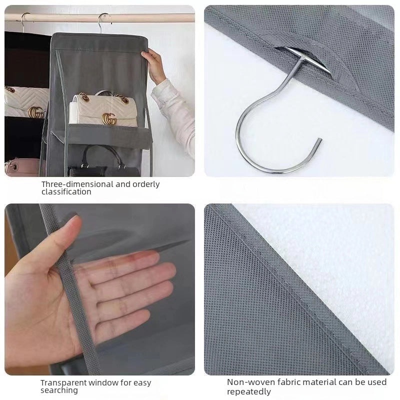 Multi-layer Hanging Bag Organizer Transparent Dustproof Storage Non-woven Fabric for Wardrobe | Home Storage