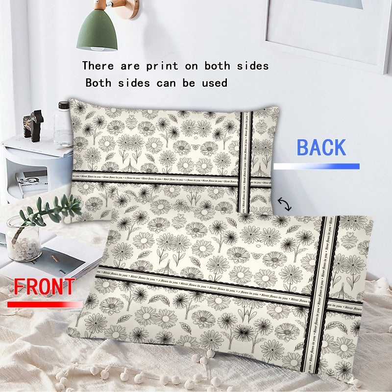 Charming Letter and Daisy Print Polyester Pillowcases for Bedding|Home Decor & Bedding