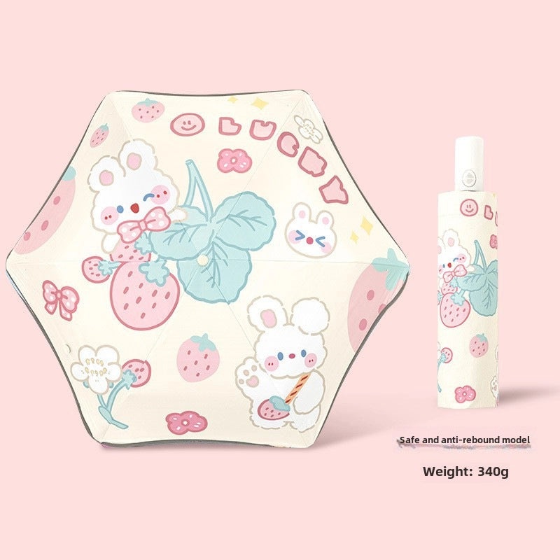 Kids Safety Anti-Rebound Folding Umbrella Cartoon Design Full Automatic Portable Dual-Use for Boys and Girls|Children's Umbrellas