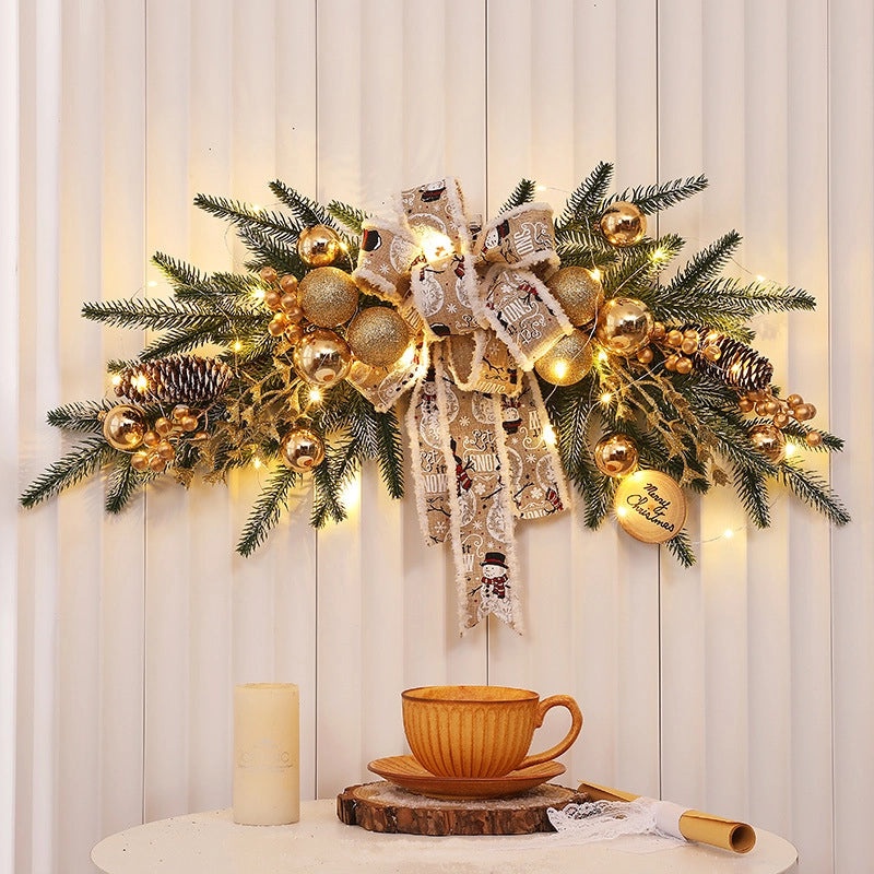 2022 New Christmas Golden Rattan Garland Door and Wall Hanging Decoration Fast Delivery|Home Decor & Holiday Decorations