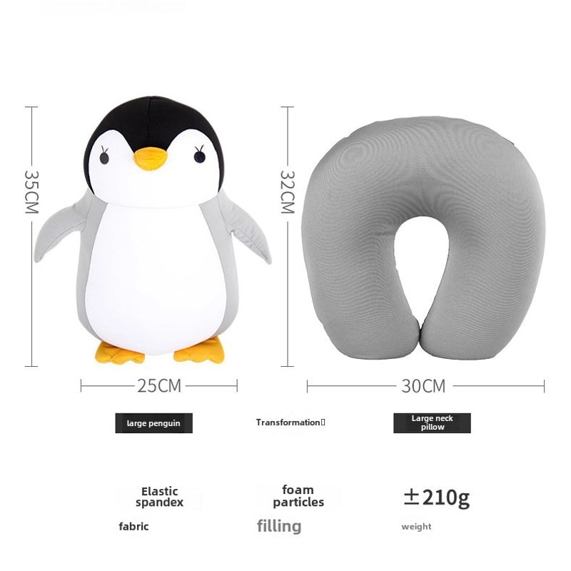 Cartoon Penguin U-Shaped Neck Pillow with Foam Particles | Travel Pillows & Neck Support