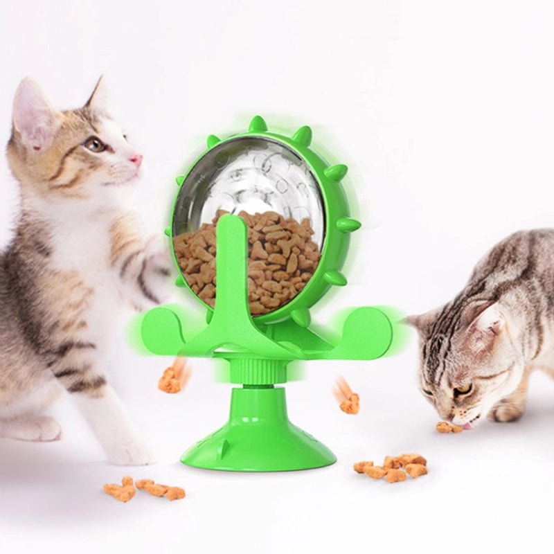 Pet Slow Feeder Toy for Puppies and Cats Windmill Design Food Dispensing Turntable|Pet Supplies