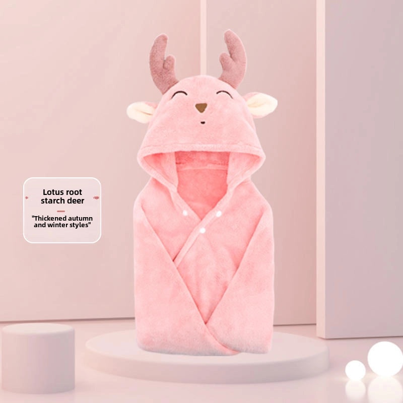 Kids Hooded Bath Towel Cartoon Quick-Dry Baby Bathrobe Soft Hooded Cloak for Children|Baby Bath Towels & Robes