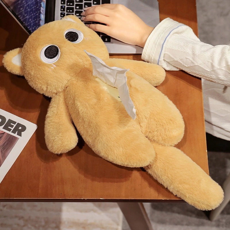 Big Eye Cat Plush Tissue Box Pencil Case Multifunctional Cosmetic Bag Hanging|Cosmetic Bags & Cases