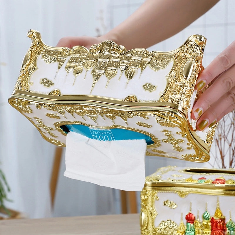 Golden Edge Small Napkin Tissue Box for Home Desktop Use | Home & Living Accessories